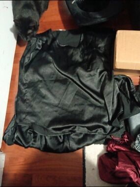 BB Dakota Black Satin Ruffle Trim Slip